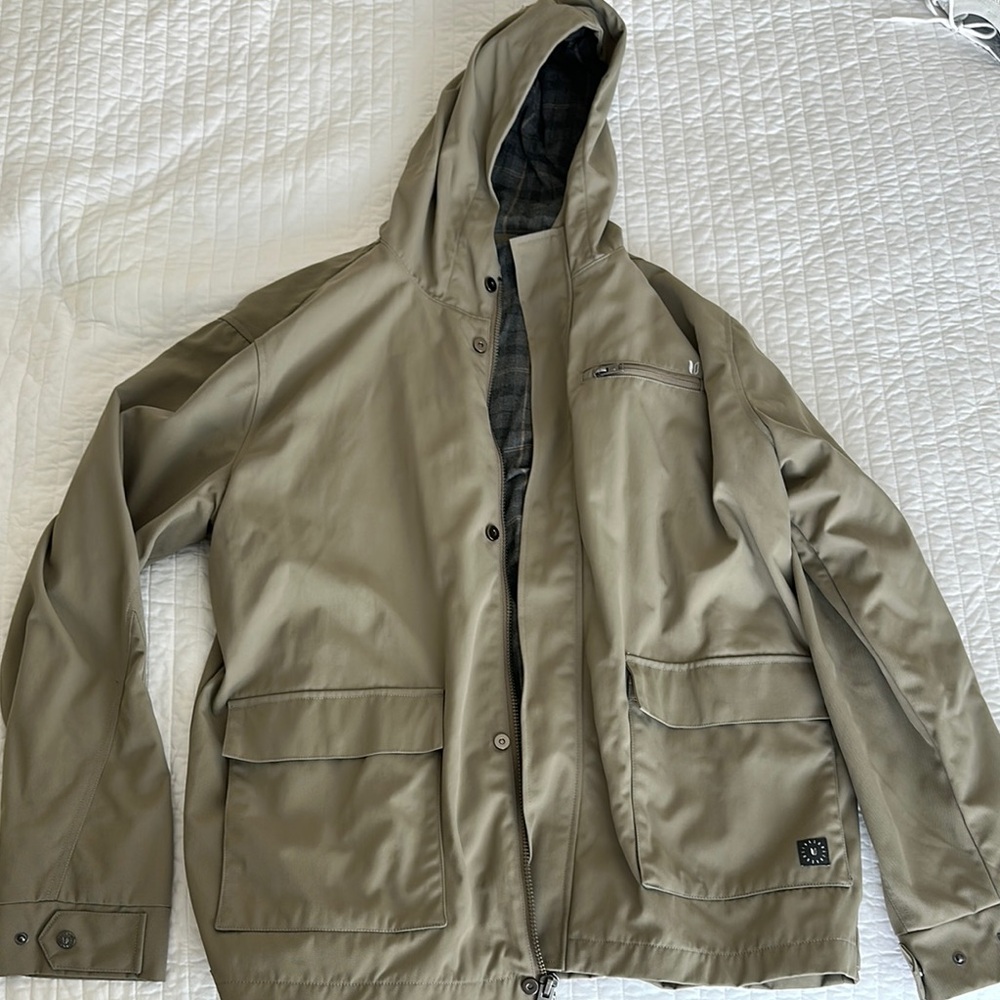 Linksoul tan Raincoat with Hood Water-Resistant
